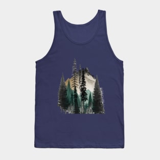 Pines Forest Mountains Minimalist Boho Chic Trees Nature Fun Tank Top